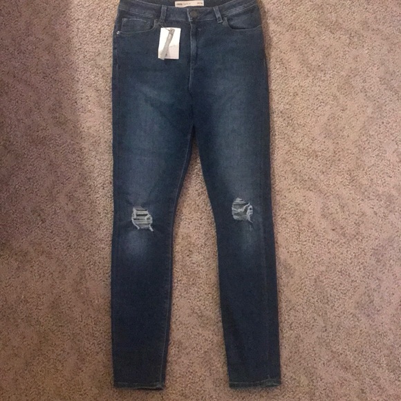 ASOS Ridley High Waist Skinny Jeans with Rips - Picture 8 of 9
